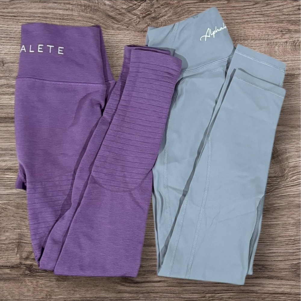 Lot of 2 Alphalete Leggings Women Sz S Athletic Workout Gym Gray/Purple